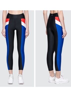 P.E Nation Colorblock Time Out Legging in Black, Blue, Red & White
